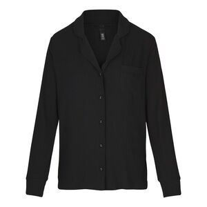 SKIMS Black Button-Up Sleep Shirt